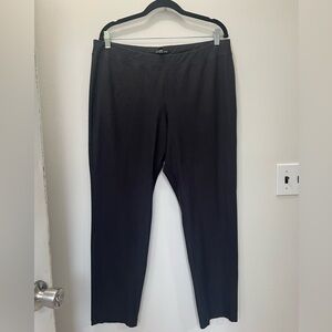 Eileen Fisher Straight Leg Viscose Pants with ankle zipper. Charcoal. Large